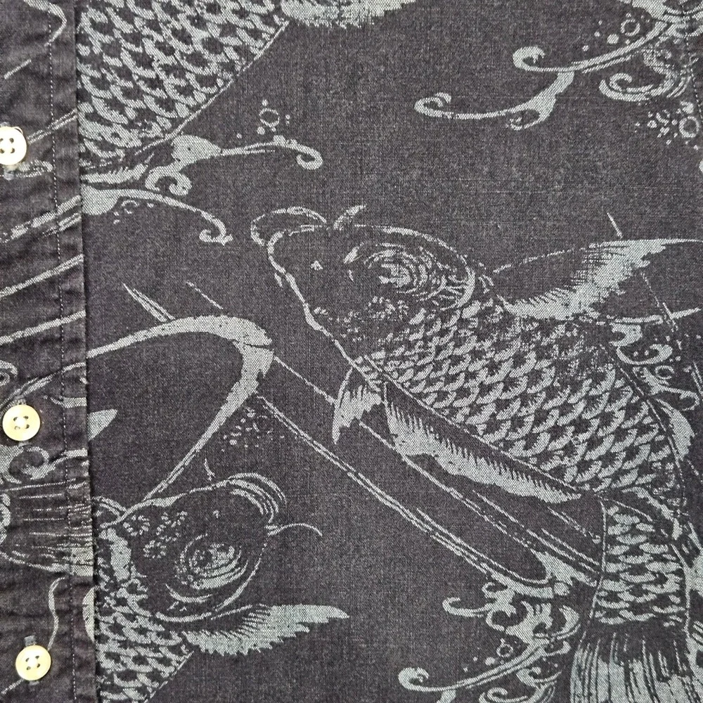 Polo Ralph Lauren Mens Slim Fit Koi Fish Print Short Sleeve Button Down Shirt L